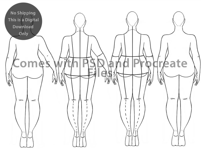 Fashion Croquis Templates for Sewing and Design With Front and Back ...