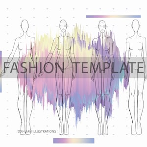 Fashion Croquis Templates for Sewing and Design with Front and Back Poses, Fashion Figure Instant Download and Printable