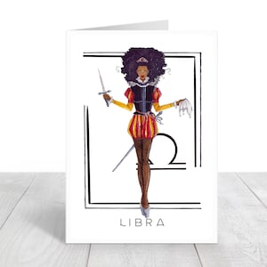 Diverses cartes du zodiaque fille noire, impression d'illustration de mode, art afro, signe astrologique