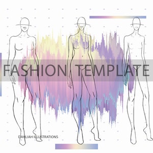 Fashion Croquis Templates for Sewing and Design with Front and Back Poses, Fashion Figure Instant Download and Printable