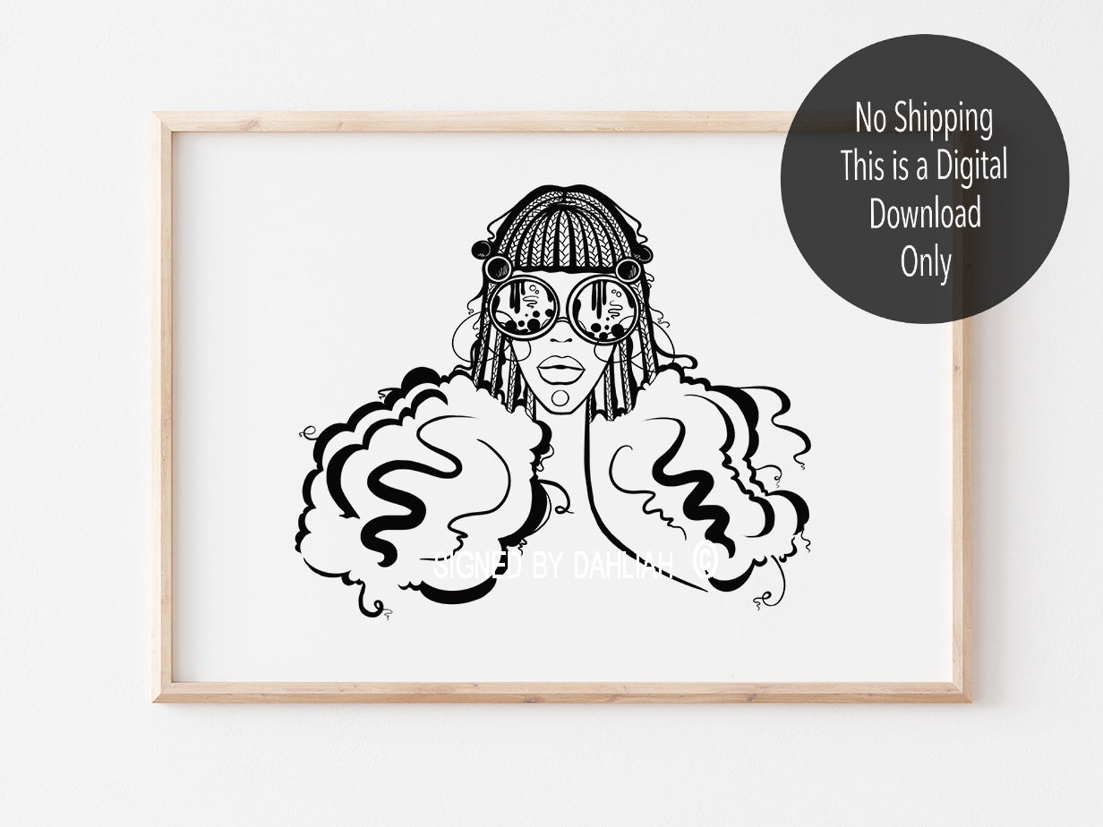 Printable Black and White African American Woman With Protective Hair ...