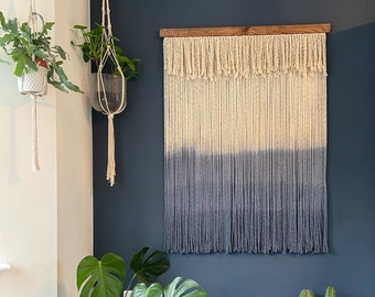 Garen muur hangen, Boho muur hangen, Fiber art, Dip dye muur hangen, Minimale muur hangen, Rustiek interieur