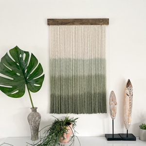 wall hanging dip dye wall hanging macrame wall hanging woven wall hanging green macrame wall hanging