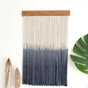 Small wall hanging, Small wall décor, Navy wall décor, Navy wall hanging, Coastal décor, Small fiber art, Simple Décor image 1