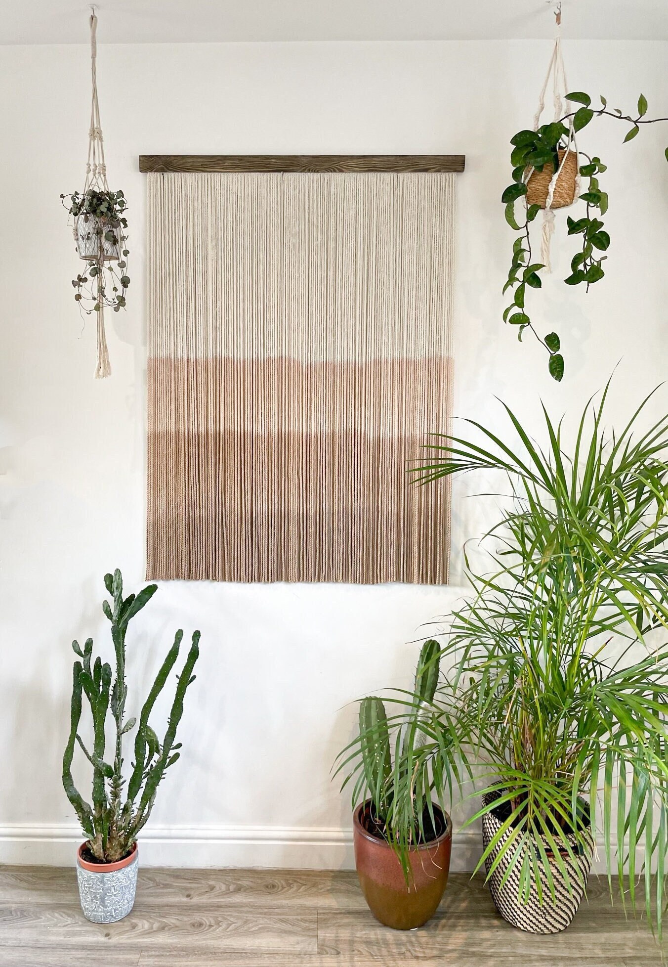 Dip Dyed Wall Hanging - Boho wall hanging, Fiber Art, Yarn Tapestry, Boho décor