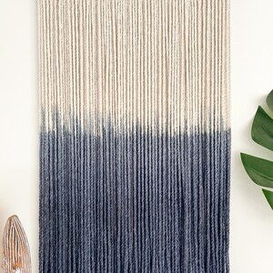 Small wall hanging, Small wall décor, Navy wall décor, Navy wall hanging, Coastal décor, Small fiber art, Simple Décor image 5