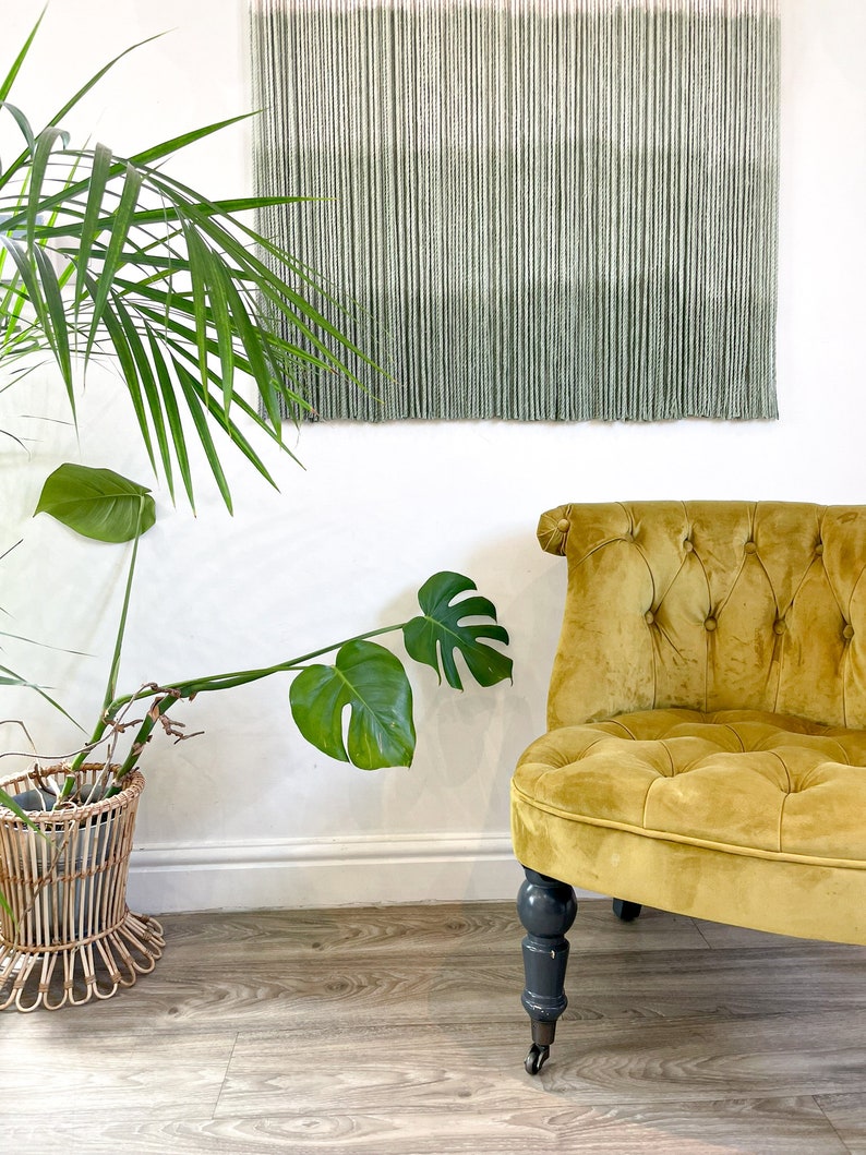 Arazzo con tintura a immersione, arte da parete Ombre, tintura a immersione Macrame, arredamento con tintura a immersione, appeso a parete con tintura a immersione, appeso a parete verde, arredamento verde, appeso a parete Boho immagine 4