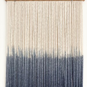 Small wall hanging, Small wall décor, Navy wall décor, Navy wall hanging, Coastal décor, Small fiber art, Simple Décor image 3