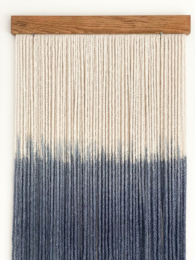 Small wall hanging, Small wall décor, Navy wall décor, Navy wall hanging, Coastal décor, Small fiber art, Simple Décor image 3