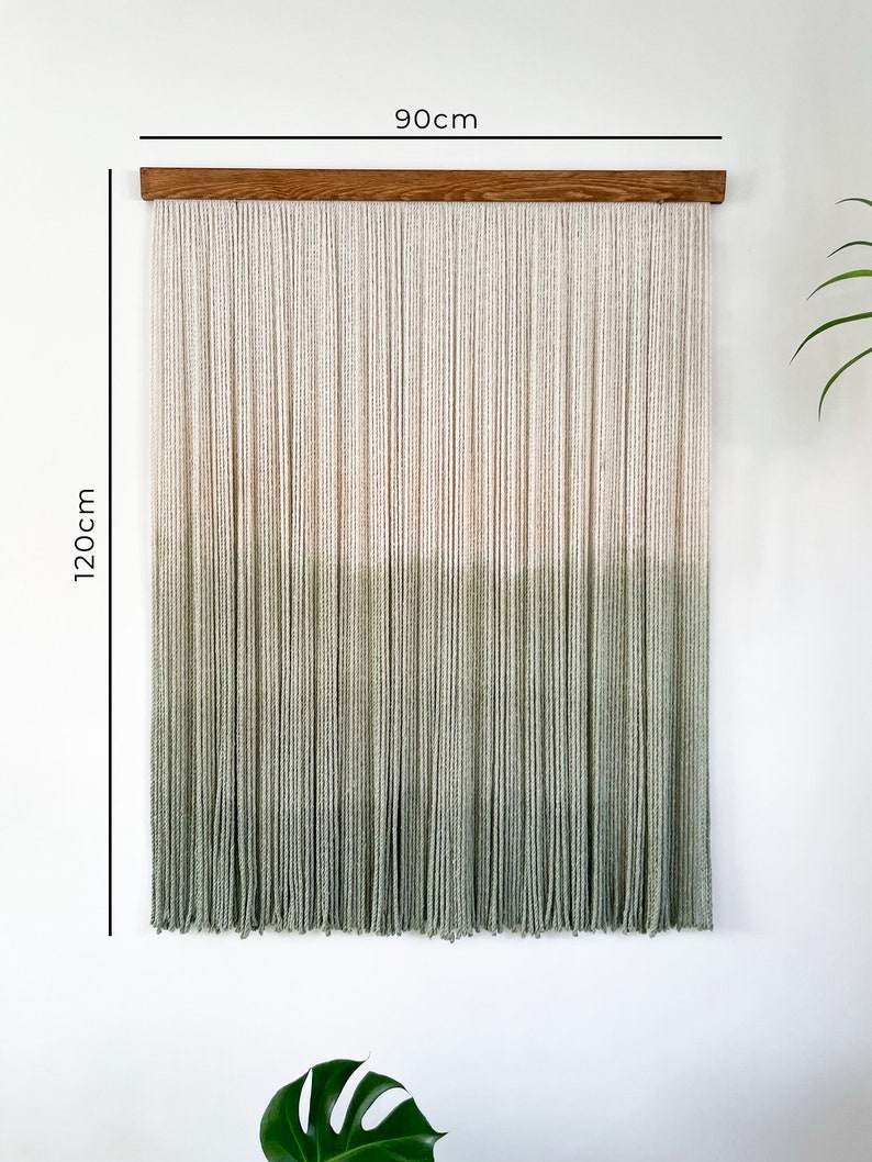 Tapiz de tinte por inmersión, arte de pared Ombre, tinte por inmersión de Macrame, decoración con tinte por inmersión, colgante de pared con tinte por inmersión, colgante de pared verde, decoración verde, colgante de pared Boho imagen 6