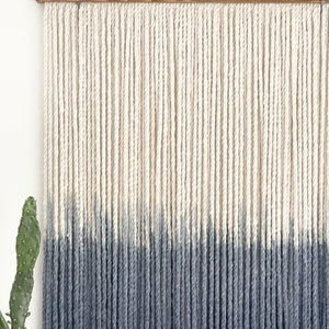Small wall hanging, Small wall décor, Navy wall décor, Navy wall hanging, Coastal décor, Small fiber art, Simple Décor image 7
