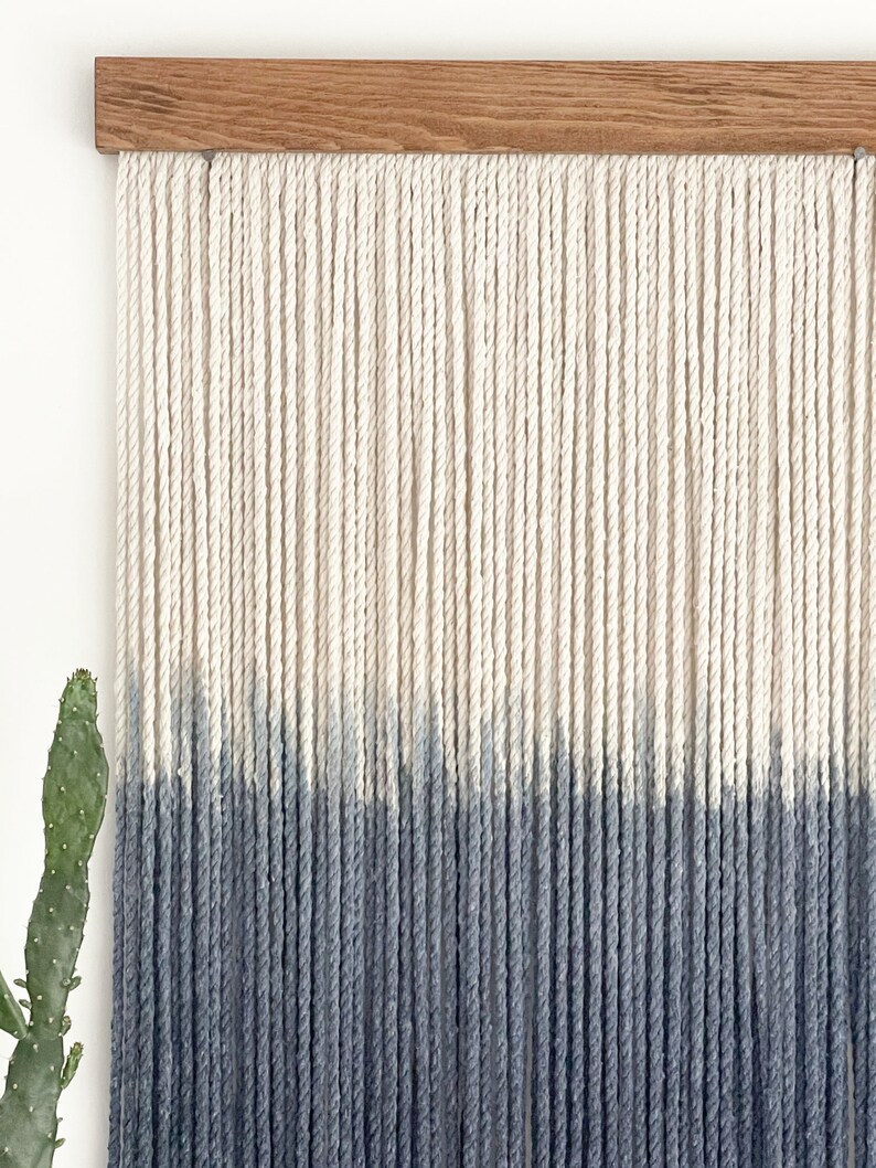 Small wall hanging, Small wall décor, Navy wall décor, Navy wall hanging, Coastal décor, Small fiber art, Simple Décor image 7