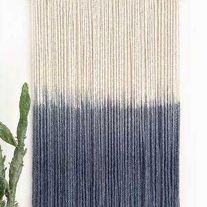 Small wall hanging, Small wall décor, Navy wall décor, Navy wall hanging, Coastal décor, Small fiber art, Simple Décor image 2