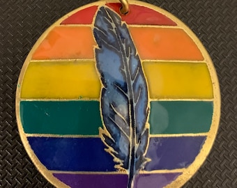 SCA Blue Feather Rainbow Medallion