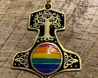 SCA Thor’s hammer rainbow medallion