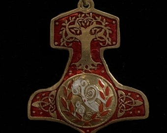 SCA Thor Hammer Pelican Laurel peerage medallion with color choice
