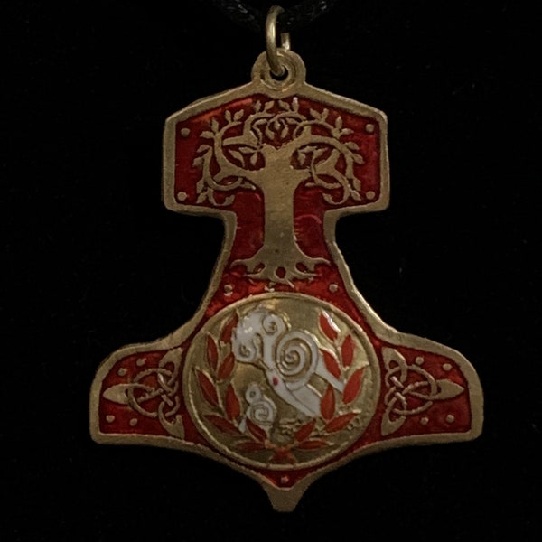 SCA Thor Hammer Pelican Laurel peerage medallion with color choice