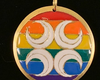 SCA Caid Crescent Cross Medallion Rainbow Pride