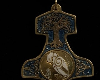 SCA Thor’s hammer Pelican peerage medallion with color choice