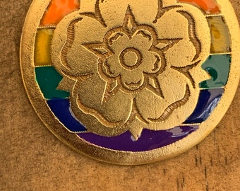 SCA Heraldic Rose Pendant Rainbow Pride