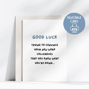 Carte drôle de chance pour un nouvel emploi - Carte d'adieu collègue - Carte drôle de départ de travail - Au revoir et bonne chance - Nouveau travail Félicitations
