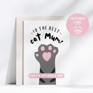 Cute Cat Mothers Day Printable Card For Her, 5x7 Card, Cat Mum Printable Card, From The Cats, Cat Mom Mothers Day Card