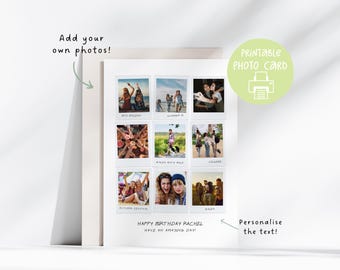 Polaroid Photo Birthday Card, Printable Photo Card For Her, 5x7, Photo Card For Friend, Customizable Printable Card, Editable Polaroid Card