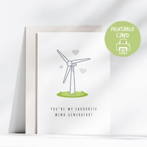 Carte d'anniversaire partenaire imprimable, carte mari drôle 5 x 7 avec enveloppe imprimable, anniversaire drôle, imprimable Saint Valentin, éolienne
