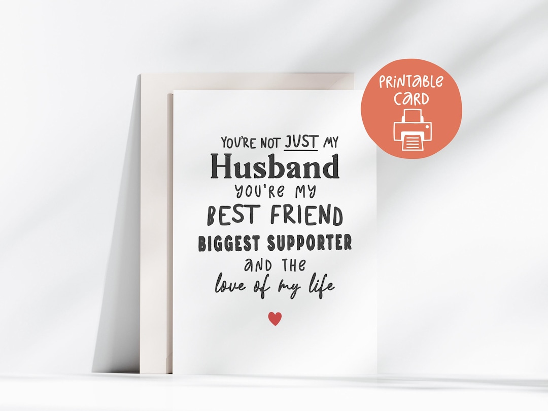 Husband Anniversary Printable Card, 5x7 Card With Printable Envelope ...