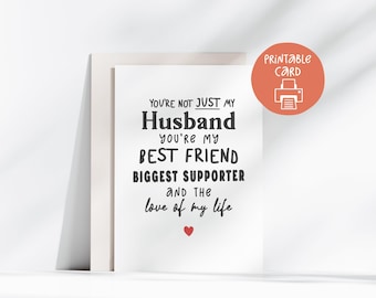 Husband Anniversary Printable Card, 5x7 Card with Printable Envelope, Digital Download, Anniversary Card For Him, Valentines Husband Card