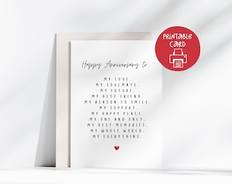 Tarjeta de aniversario romántica, tarjeta con poema sincero, tarjeta de amor minimalista, regalo de aniversario para esposo y esposa, sentimental, aniversario de bodas