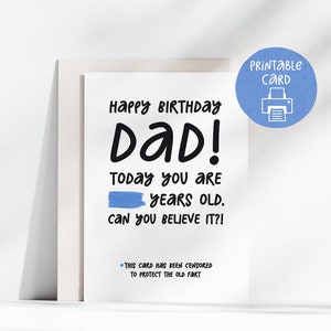 Cartão de aniversário para pai para impressão, cartão engraçado para impressão de idade, cartão 5x7 com envelope para impressão, download digital, cartão de aniversário engraçado para pai