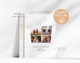 Printable Photo Birthday Card, Editable Photo Birthday Greeting Card, Printable Photo Card For Her, 5x7, Dad Photo Birthday Card