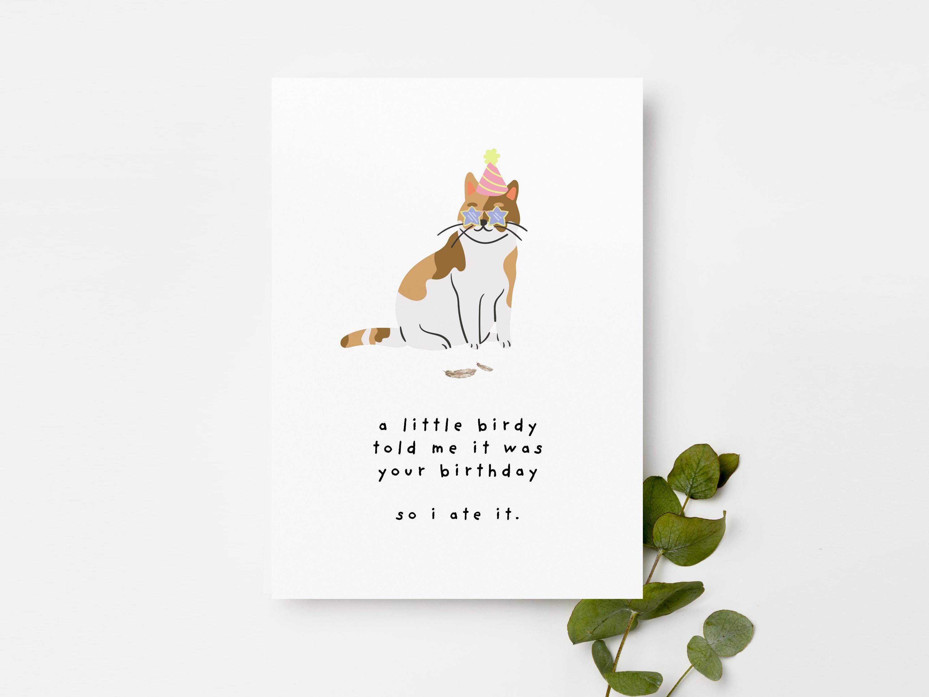 Funny Cat Birthday Card, Friend Printable Card, 5x7, Cat Lover Card ...