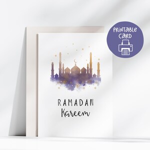 Cartão Ramadan Kareem para impressão, download digital de cartão islâmico, Eid abençoado, cartão Ramadan islâmico 5x7, feliz Eid, Eid Ul Fitre, Eid Ul Adha