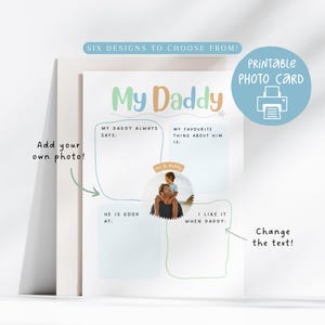 Cartão fotográfico para papai faça você mesmo, cartão fotográfico para papai para imprimir, cartão 5x7, cartão de aniversário personalizado para papai, cartão personalizável para papai, colagem de fotos para papai