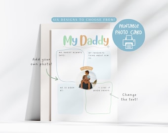 Tarjeta con foto para papá (hazlo tú mismo), tarjeta con foto imprimible para papá, tarjeta de 13 x 18 cm, tarjeta de cumpleaños personalizada para papá, tarjeta personalizable para papá, collage de fotos para papá