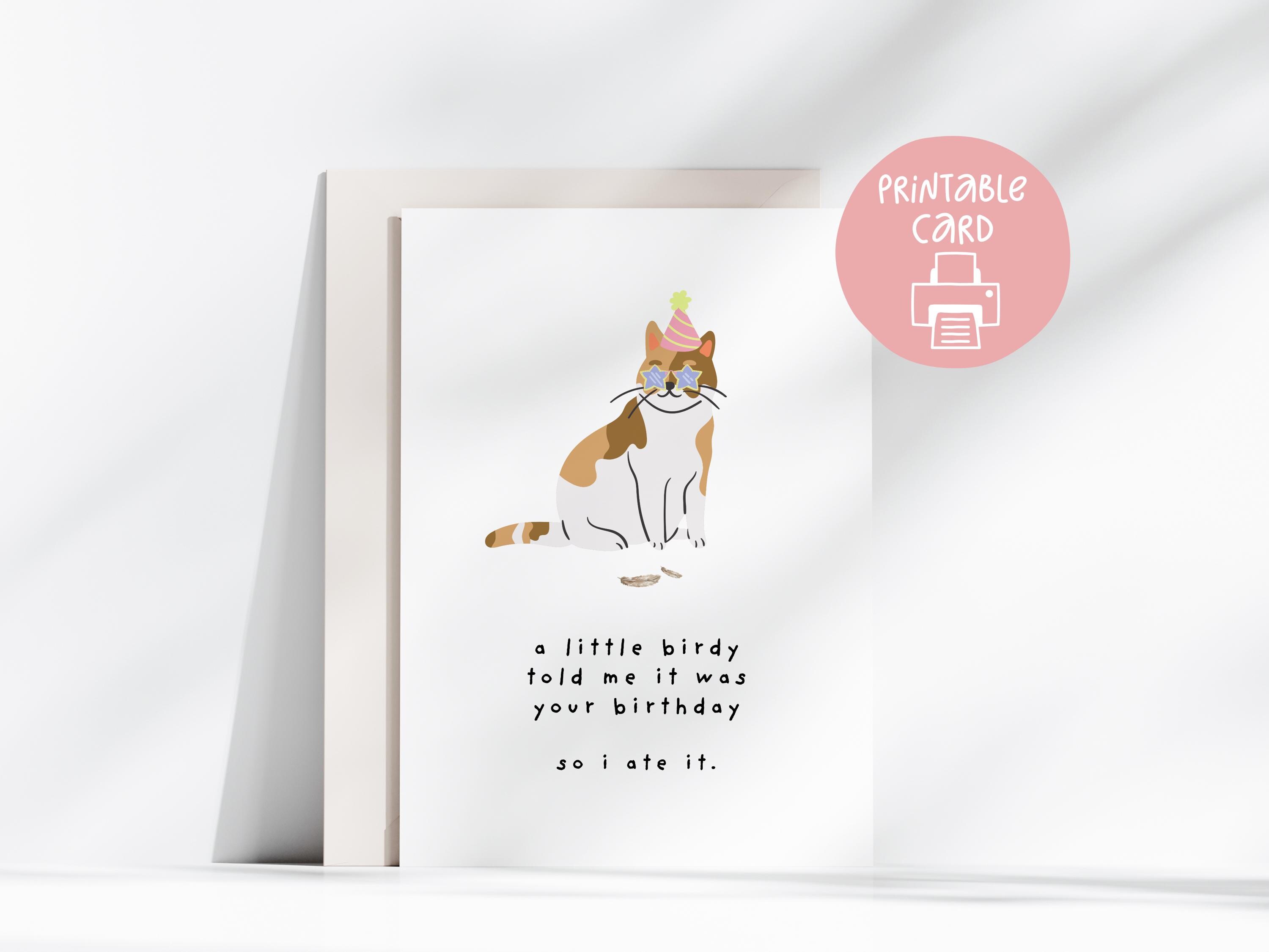 Funny Cat Birthday Card, Friend Printable Card, 5x7, Cat Lover Card ...