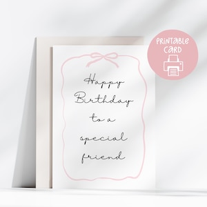 Carte d'anniversaire imprimable noeud mignon, carte imprimable ami, carte 5 x 7 avec enveloppe imprimable, téléchargement numérique, ami assez spécial imprimable