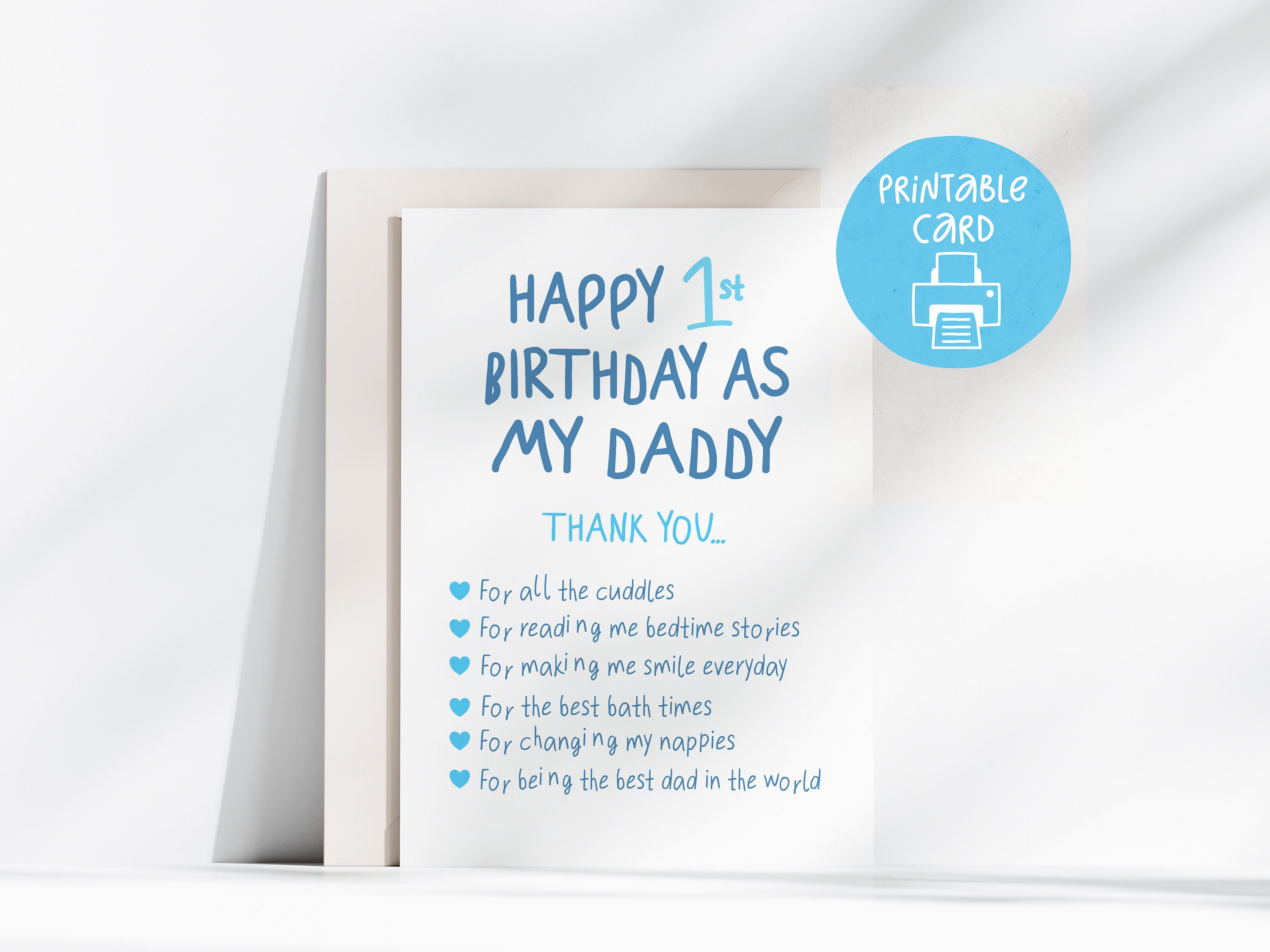 First Birthday Card As My Daddy, Printable Card, 5x7, Digital Download, Birthday Card For New Dad, First Dad Birthday, Instant Download