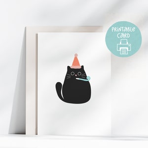 Carte imprimable chat, carte imprimable chat mignon, carte 5 x 7 avec enveloppe imprimable, téléchargement numérique, carte d'anniversaire chat pour elle