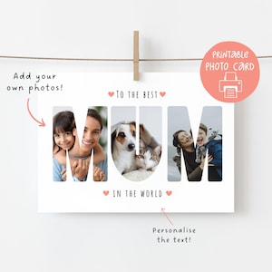 Tarjeta de cumpleaños con foto de mamá, tarjeta con foto imprimible de mamá, tarjeta de 5x7, tarjeta de cumpleaños personalizada para mamá, tarjeta personalizable para mamá, collage de fotos de mamá