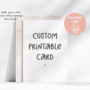 Cartão de texto personalizado, cartão para impressão totalmente personalizável, cartão com letra de música, cartão com citação, impressão personalizada em casa, crie seu próprio cartão