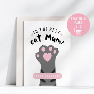 Carte d'anniversaire chat mignon pour elle, 5 x 7, carte d'anniversaire maman chat, carte imprimable maman chat, des chats, meilleure carte d'anniversaire maman chat