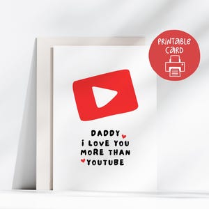 Carte papa amusante – Carte papa YouTube – Carte amusante pour la fête des pères par enfants – Papa, je t'aime plus que YouTube – Cadeau humoristique pour papa