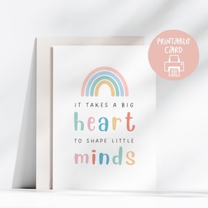 Tarjeta de agradecimiento para maestros, tarjeta imprimible de agradecimiento para maestros, tarjeta de 5 x 7, tarjeta de agradecimiento para maestros de guardería, jardín de infantes, escuela primaria, colorida