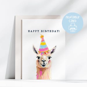 Carte imprimable d'anniversaire de lama, carte 5 x 7 avec enveloppe imprimable, téléchargement numérique, carte d'anniversaire pour elle, téléchargement immédiat