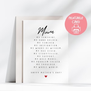 Biglietto per la festa della mamma - Biglietto minimalista per la migliore mamma del mondo - Elegante biglietto per la festa della mamma, semplice biglietto di apprezzamento per la mamma, biglietto per la mamma con poesia sentita