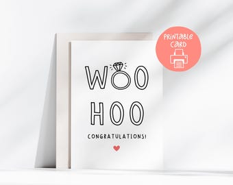 Printable Congratulations New Couple Card, Funny Engagement Printable Card, 5x7 Card with Printable Envelope, Digital Download, Diamond Ring