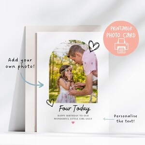 Carte d'anniversaire avec photo Arch, carte photo imprimable pour elle, 5 x 7, carte d'anniversaire photo pour fille, carte imprimable personnalisable, carte d'anniversaire moderne